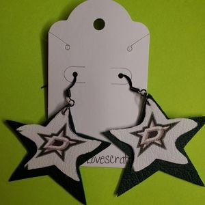 Faux Leather Earrings- Dallas Stars